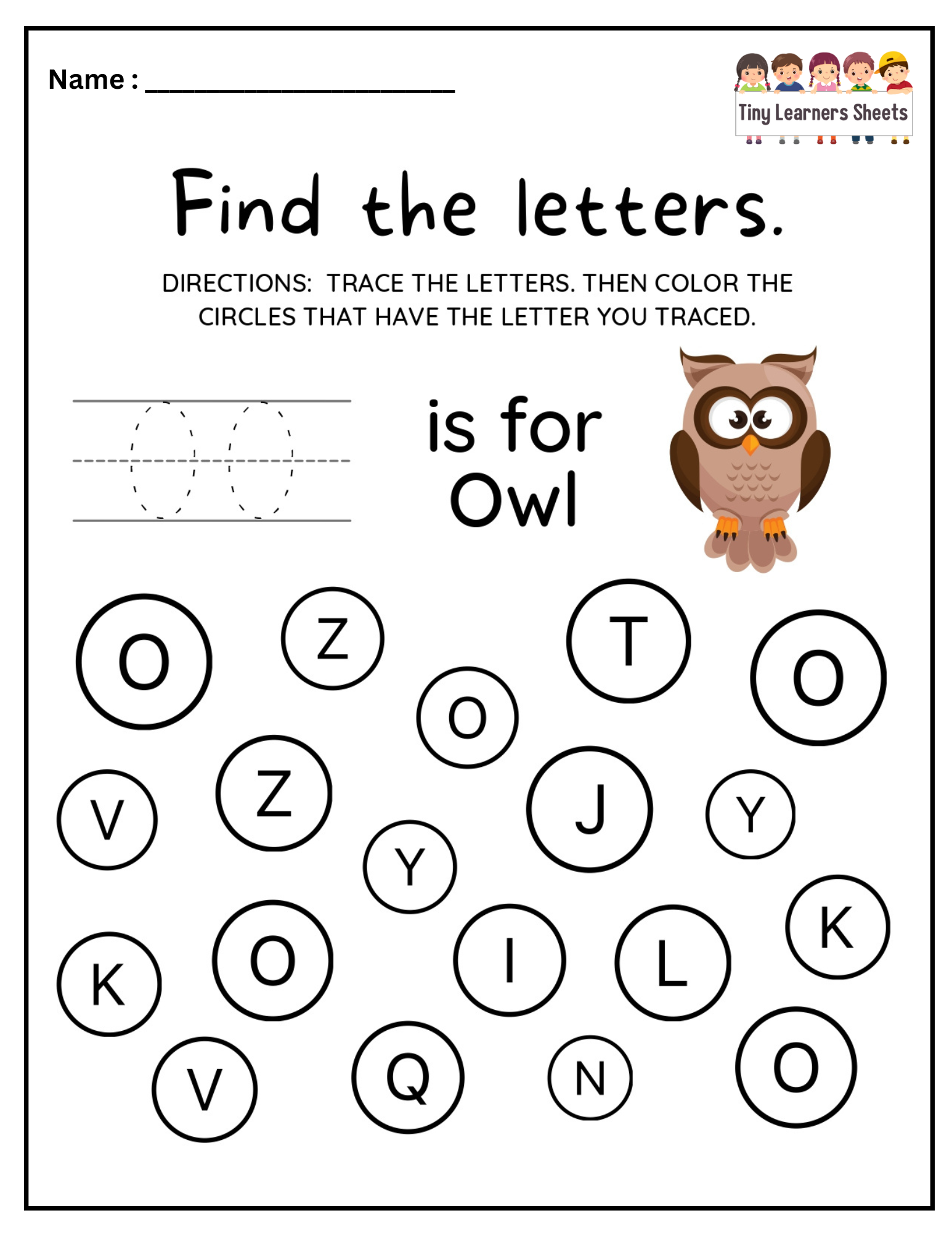 Find Letter O worksheet